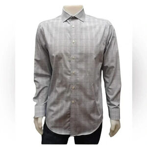 Calvin Klein Blue Grey Button Down  Long Sleeve Dress Shirt Size 16.5 34/35